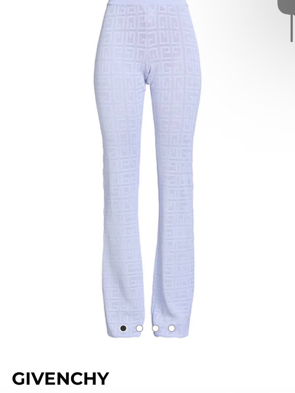Givenchy Light Blue Jacquard Wide-Leg Knit Pants